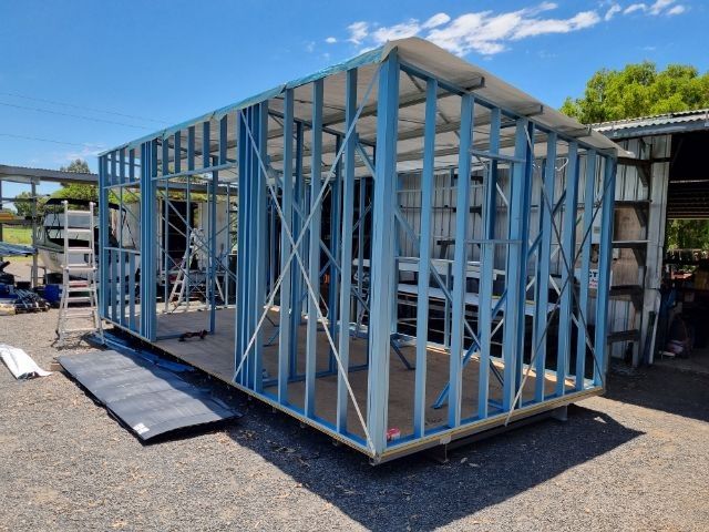 Small House scaffolding  — Bundy Tiny Homes and Carports in Branyan, QLD