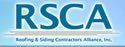 The logo for the roofing and siding contractors alliance is blue and white.