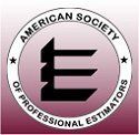 The logo for the american society of professional estimators.