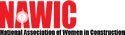 A red and white logo for the national association of women in construction
