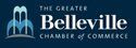 The belleville chamber of commerce logo is on a blue background.