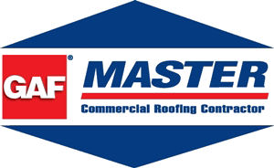 A logo for gaf master commercial roofing contractor