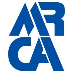 A blue logo with the letters ar and ca on a white background.