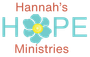 Hannah's Hope Ministries logo with teal letters and flower. 