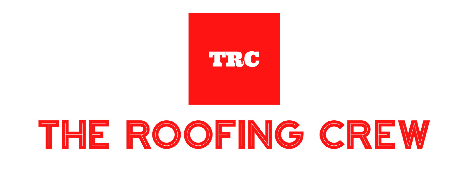 A logo for the roofing crew with a red square