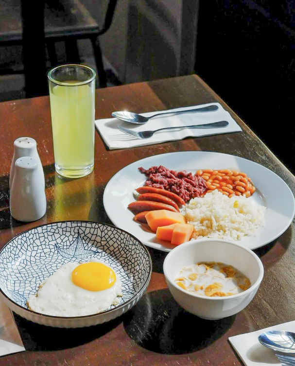 A classic Filipino breakfast set from Blu Fox Bistro, the perfect way to start your day during an affordable staycation in Makati.