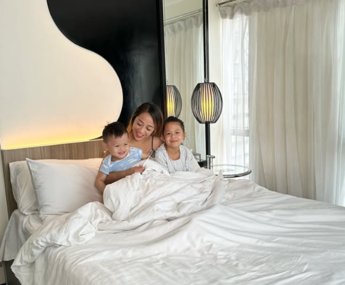 Happy family enjoying staycation at Y2 Makati hotel