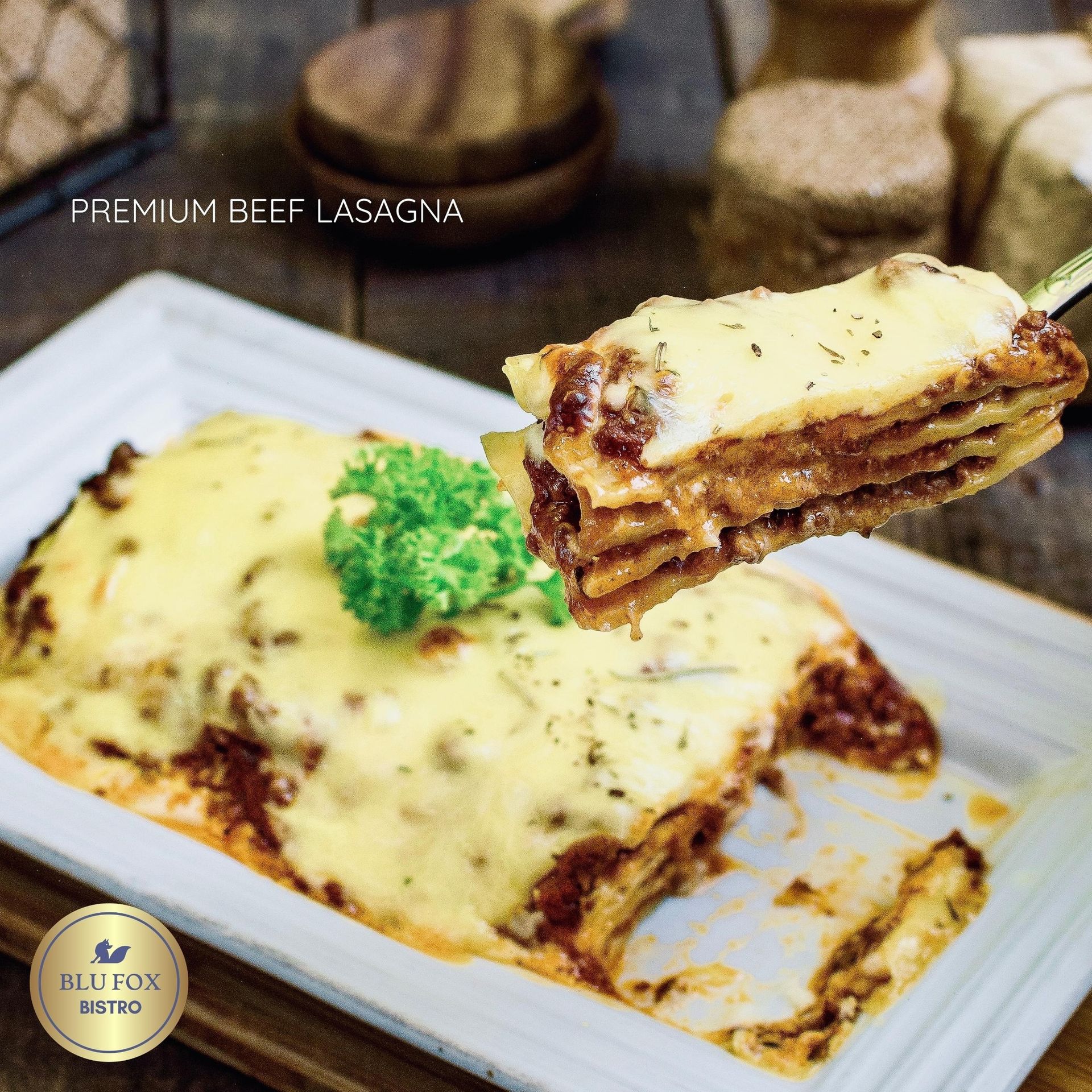 A hearty slice of cheesy baked lasagna, a comforting meal to enjoy during the best hotel staycation in Makati at Y2 Residence Hotel.