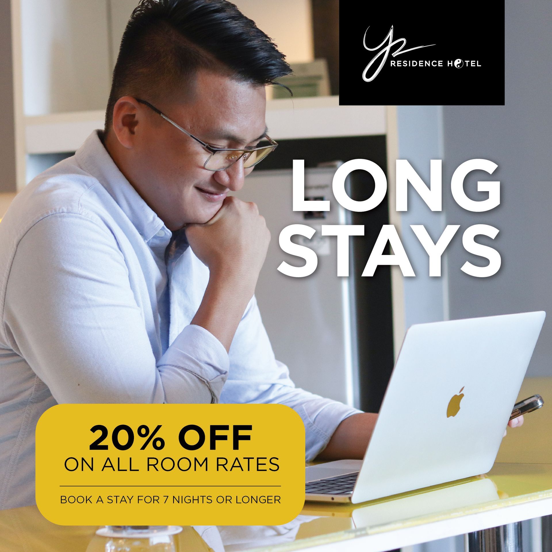 Long Stays promo with 20% discount for extended stays at affordable Makati hotel Y2 Residence