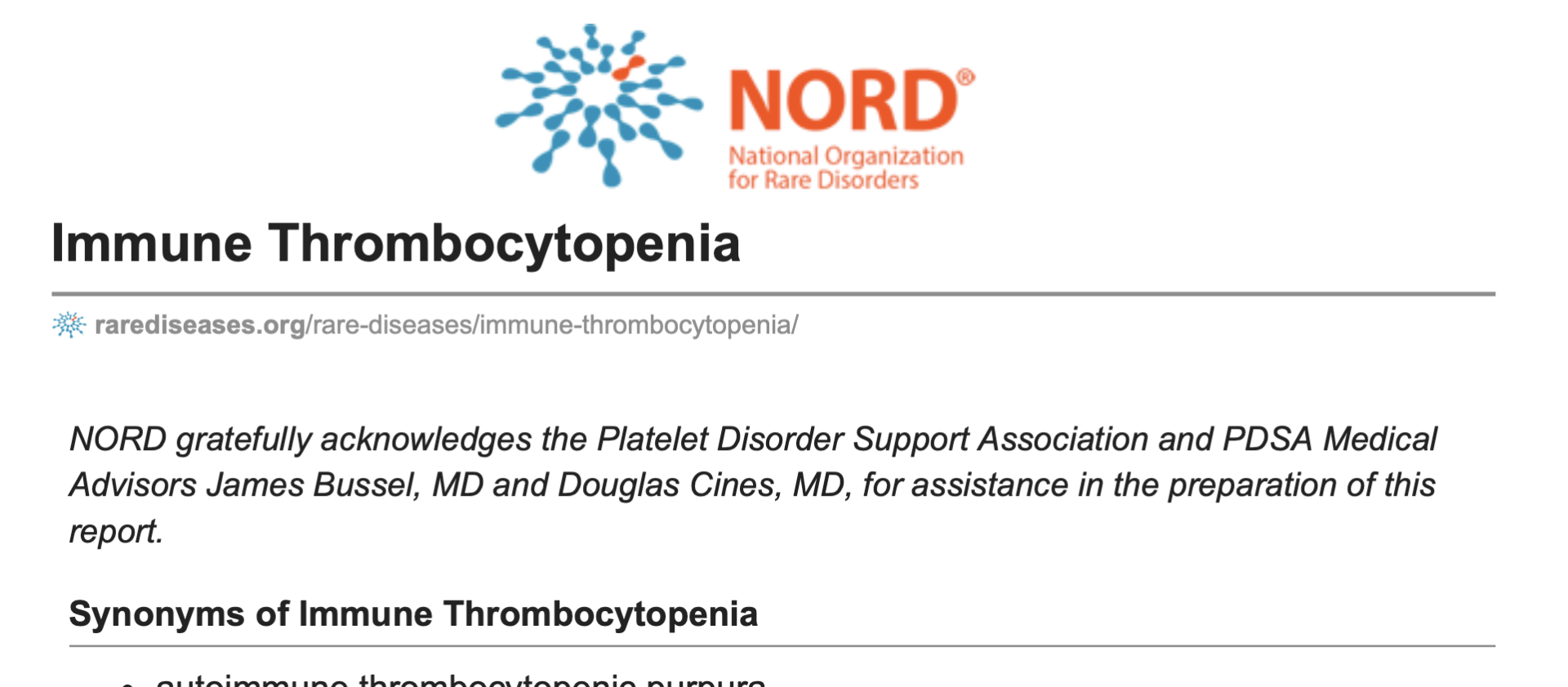 Immune Thrombocytopenia brochure