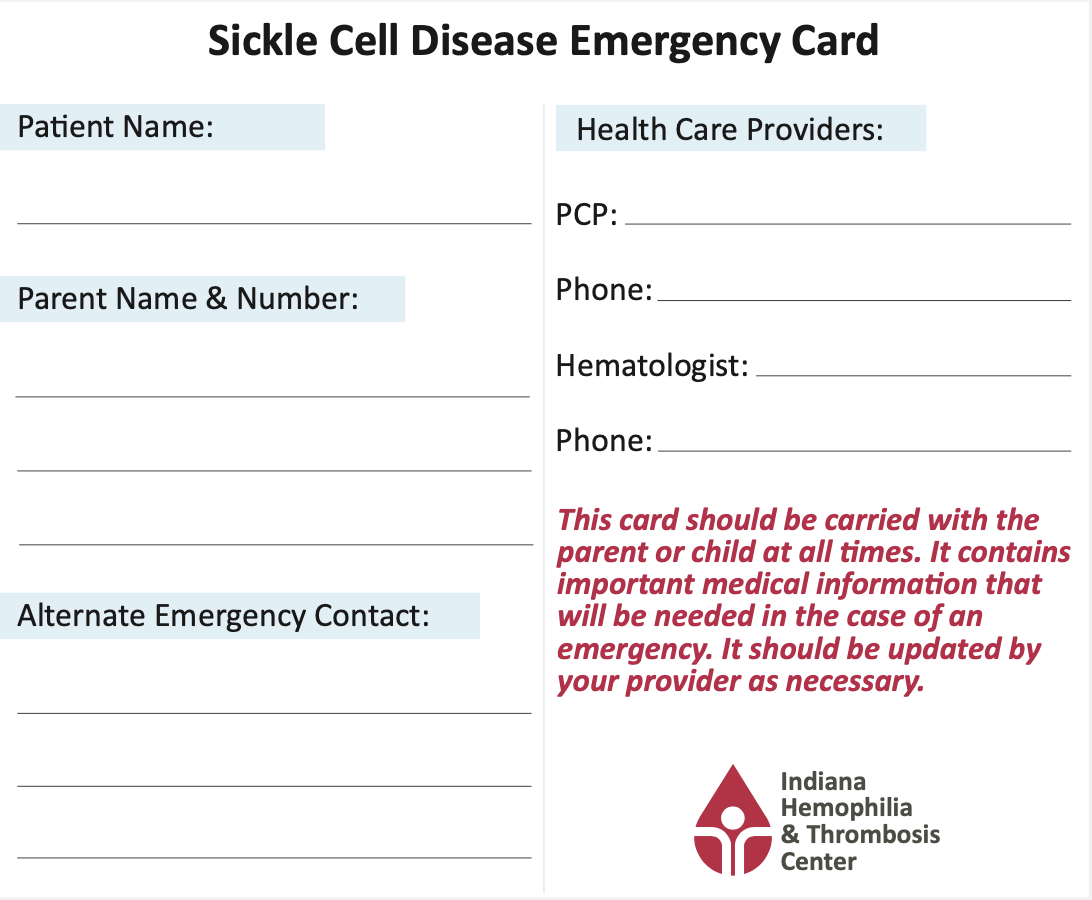 sickle cell emergency card