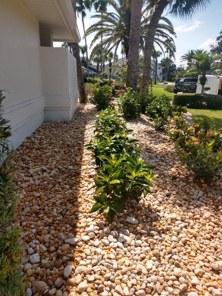 Garden with Pebbles Stones — Melbourne, FL — Eau Gallie Wholesale Nursery Inc.