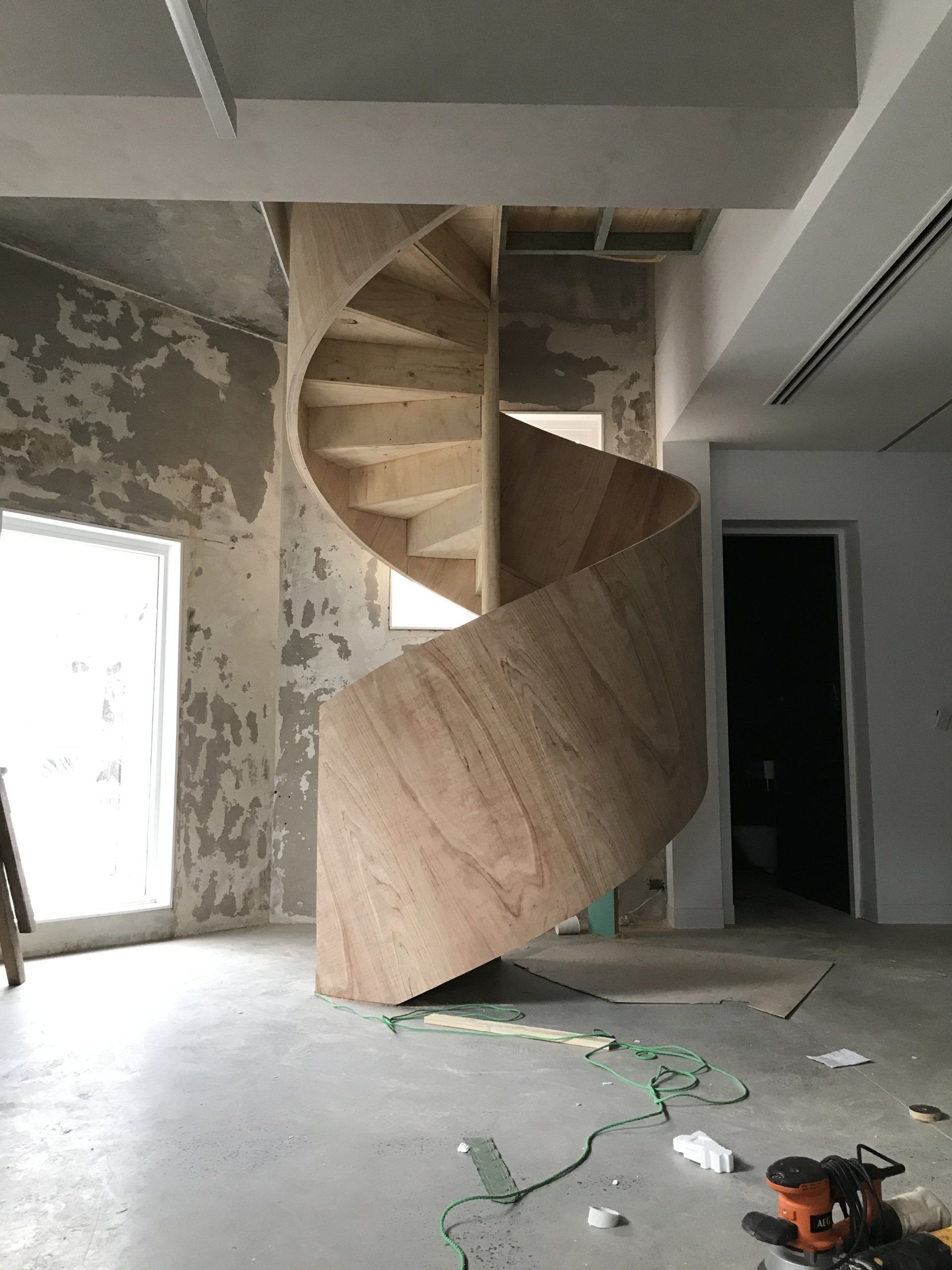 Spiral Wooden Stairs and Ongoing Construction Indoor | Sydney, Nsw | Stairways 4 Heaven