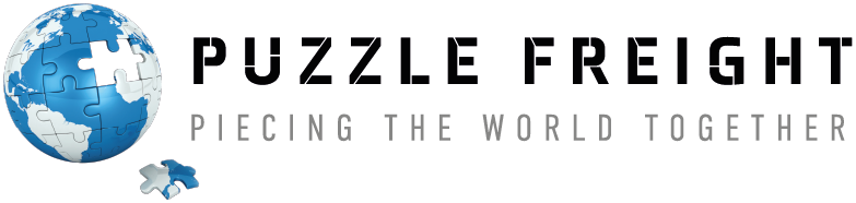 Puzzle Freight logo with a blue puzzle globe and the words 