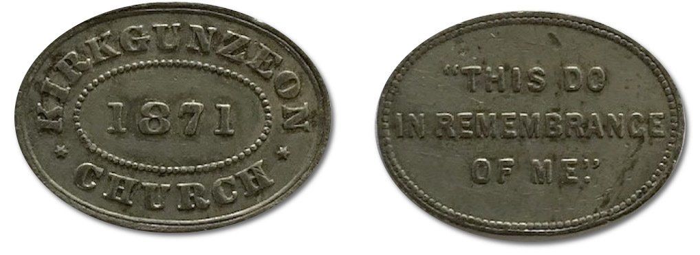 Kirkgunzeon Church Communion tokens 1871