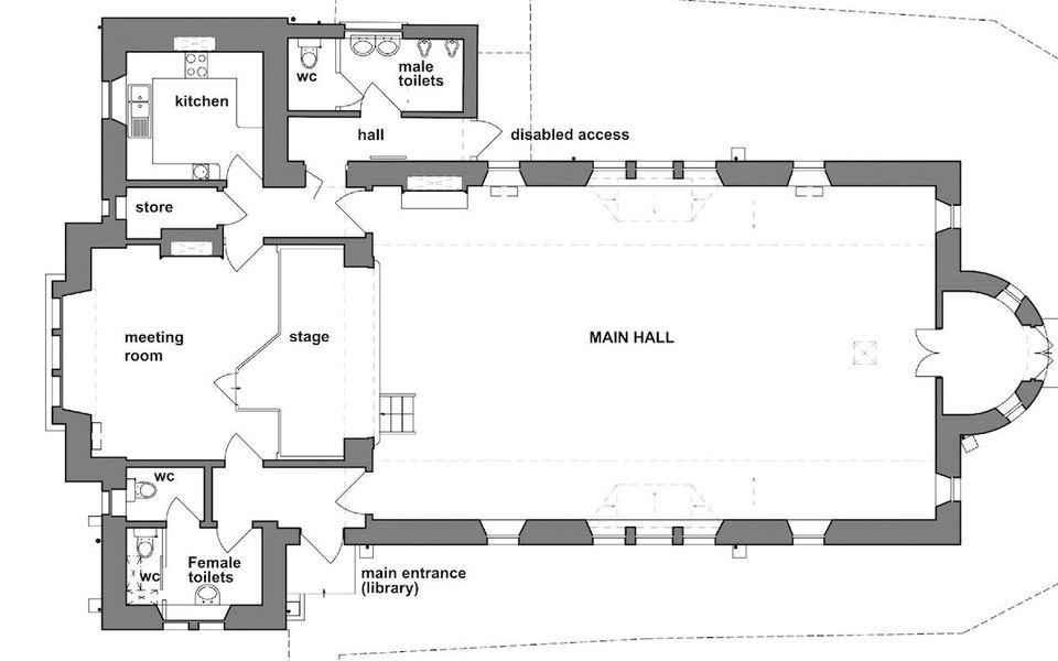 Floor Plan of the Maxwell Memorial Hall, Kirkgunzeon, Dumfries & Galloway