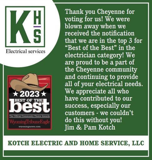 Best Of The Best Cheyenne Award Program 2023 — Cheyenne, WY  — Kotch Electric & Home Service