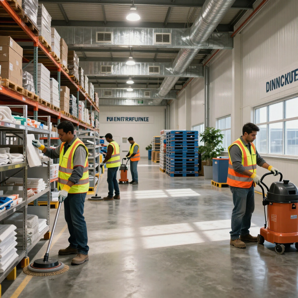 CLEANWURX industrial cleaning crew servicing a government facility