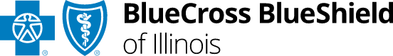 BlueCross BlueShield of Illinois logo with blue shield icons and text on white background