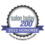 A seal that says salon today 200 2022 honoree salon business success.