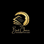 Gold logo: feather quill, stack of papers, text