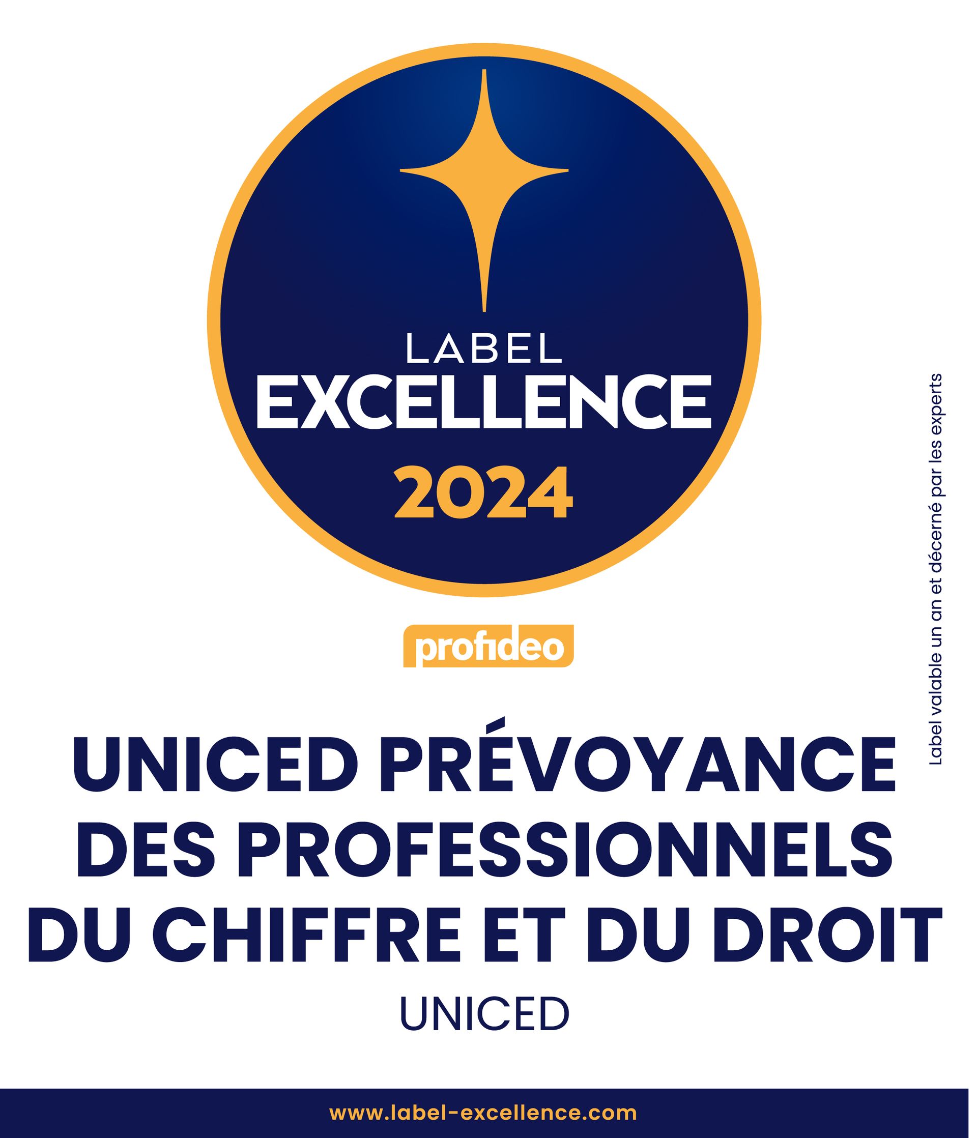 Label d'Excellence 2024 décerné à UNICED, un assureur professionnel pour les comptables et les juristes.