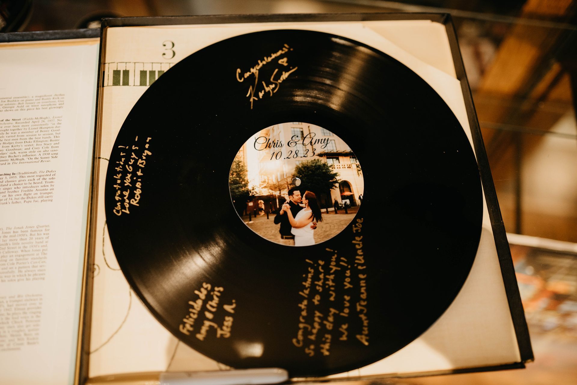 a record with chris and amy written on it