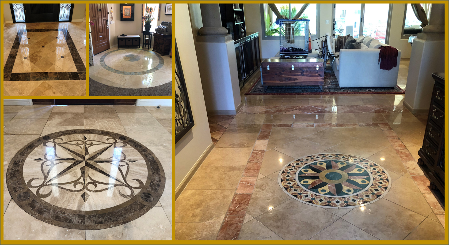 Stone Medallion and Inlay Cleaning, Sealing & Refinishing