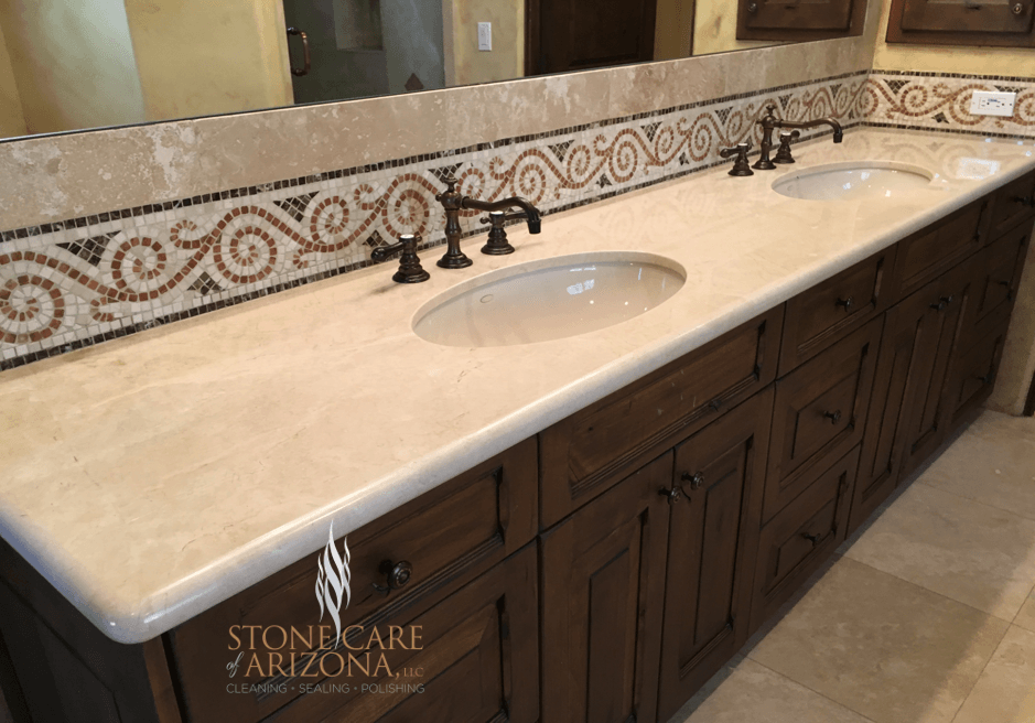 Travertine Countertop Polishing, Refinishing Bathroom Marble Countertops