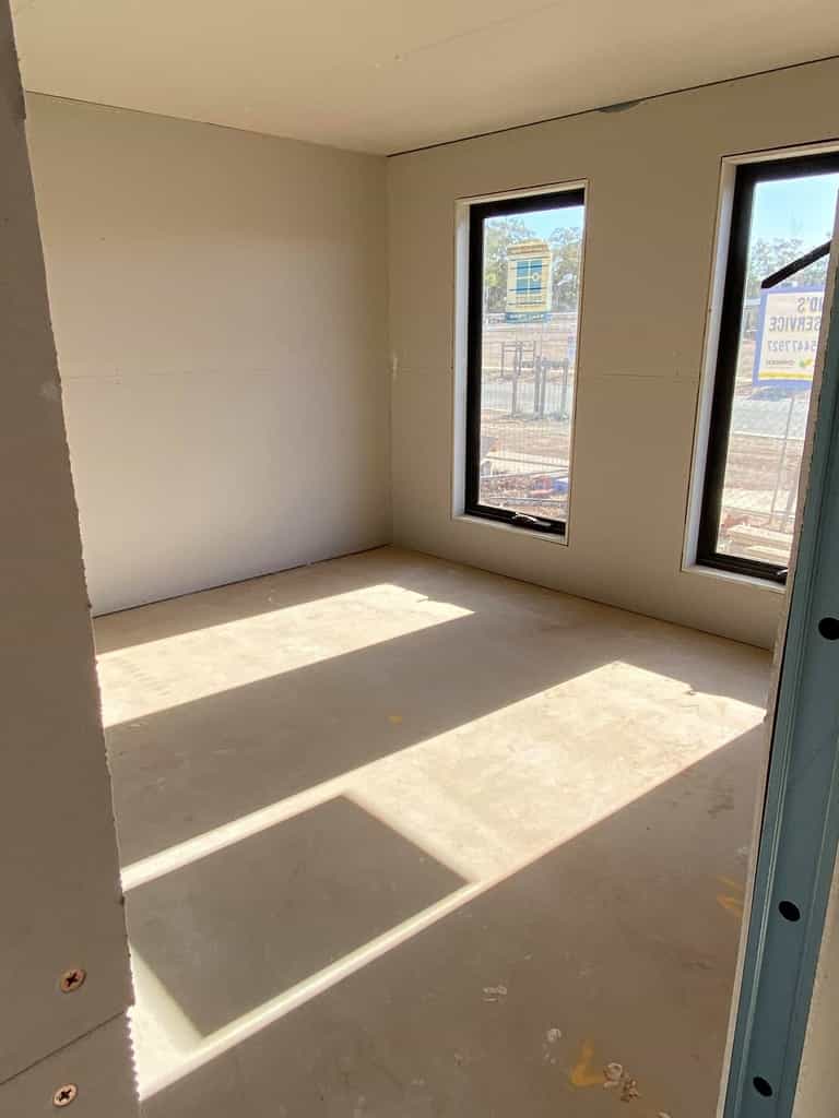this is the master bedroom that has just been sheeted  on a job we done in bendigo