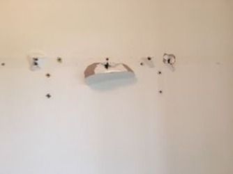 small pin holes from a shelf we had to repair the plasterboard