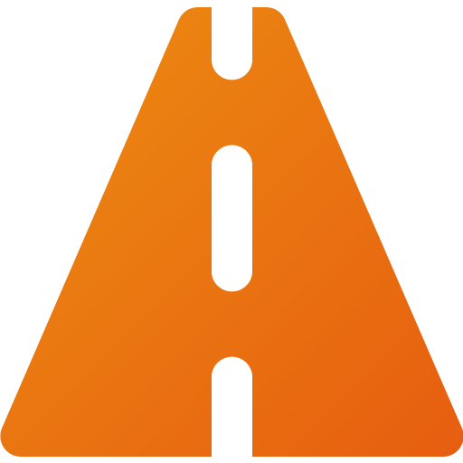 An orange icon of a road