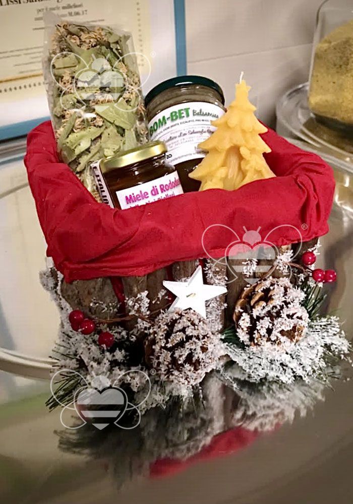 cesti con miele per natale