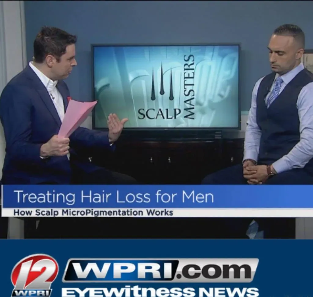 news reporter talking to man on tv