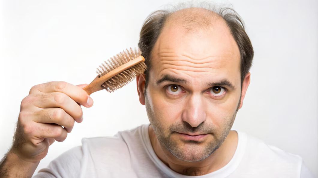 Male going through follicular unit extraction process