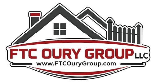FTC Oury Group LLC logo with house roof, chimney, and website URL in red, black, and gray