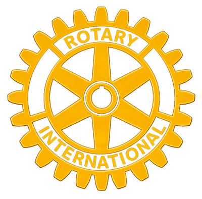 Yellow Rotary International gear logo with the words “Rotary International” around it