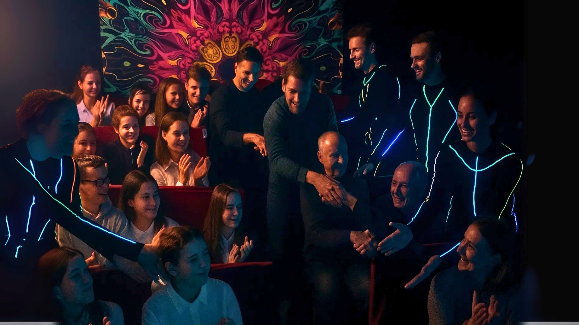 HILT black light theatre - actors with visitors