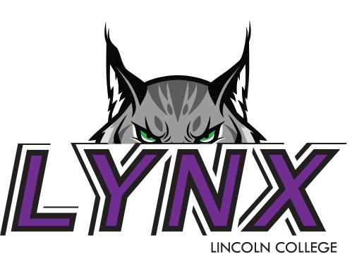 A logo for lincoln college with a lynx on it.