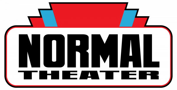 The logo for the normal theater is red , black and blue.