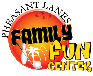 A logo for pheasant lanes family fun center