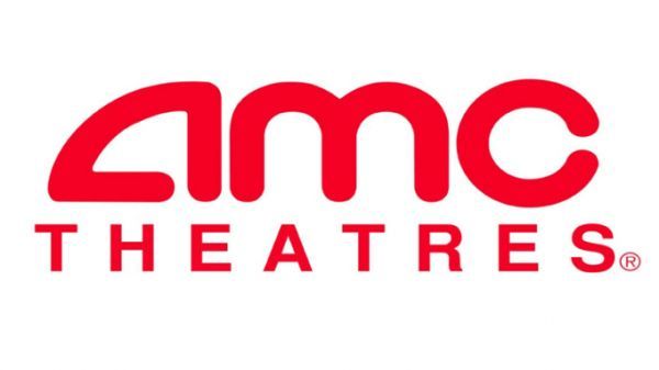 A red and white logo for amc theatres
