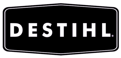 A black and white logo for a company called destinl.