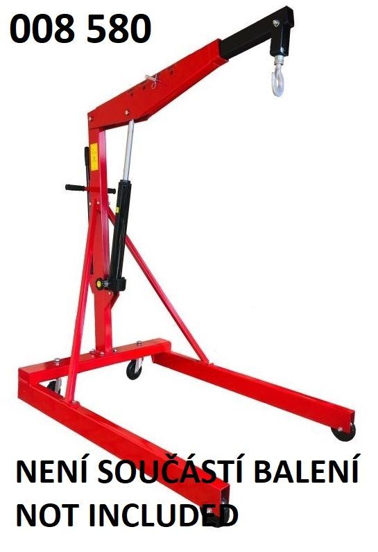 Ein roter Kran mit der Nummer 008 580 darauf