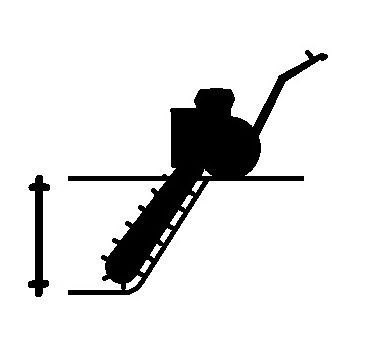 Eine schwarzweiße Silhouette einer Kettensäge auf weißem Hintergrund.
