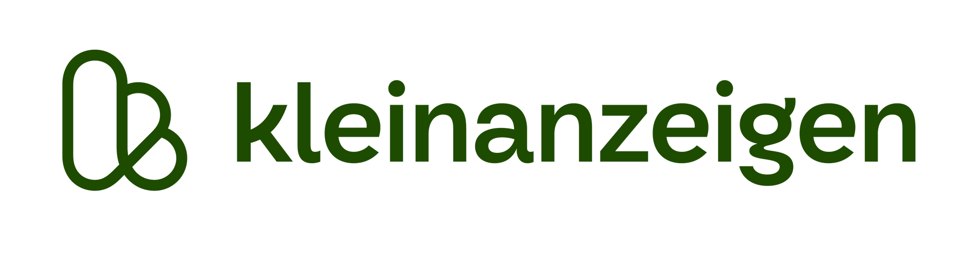 Ein grün-weißes Logo für Kleinanzeigen auf weißem Hintergrund