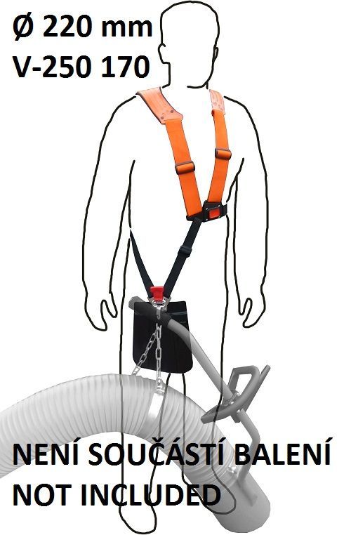 Eine Zeichnung eines Mannes, der ein orangefarbenes Geschirr trägt