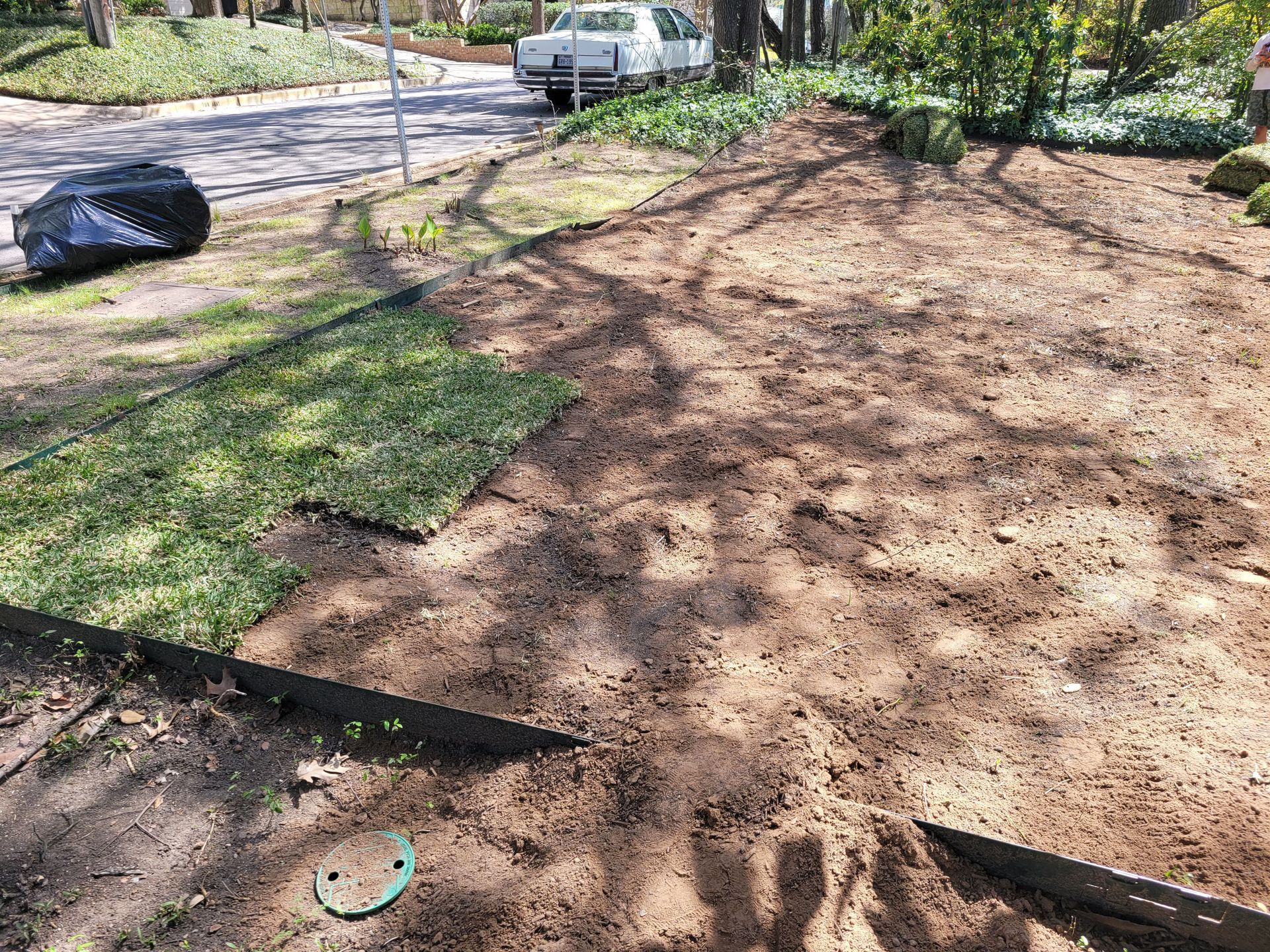 A horseshoe is sitting in the middle of a dirt field.