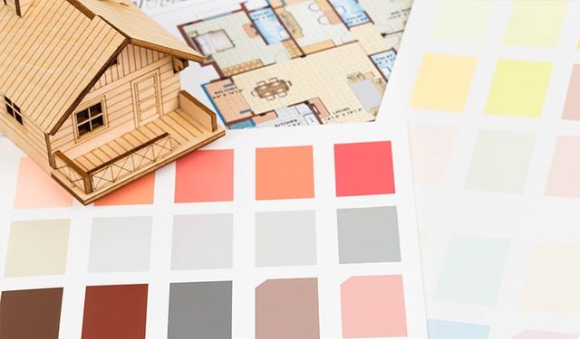 House model with colour swatches