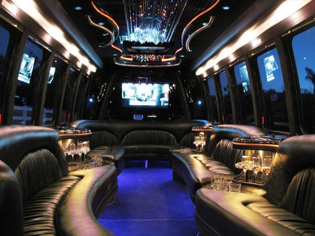 24 passenger party bus rental interior